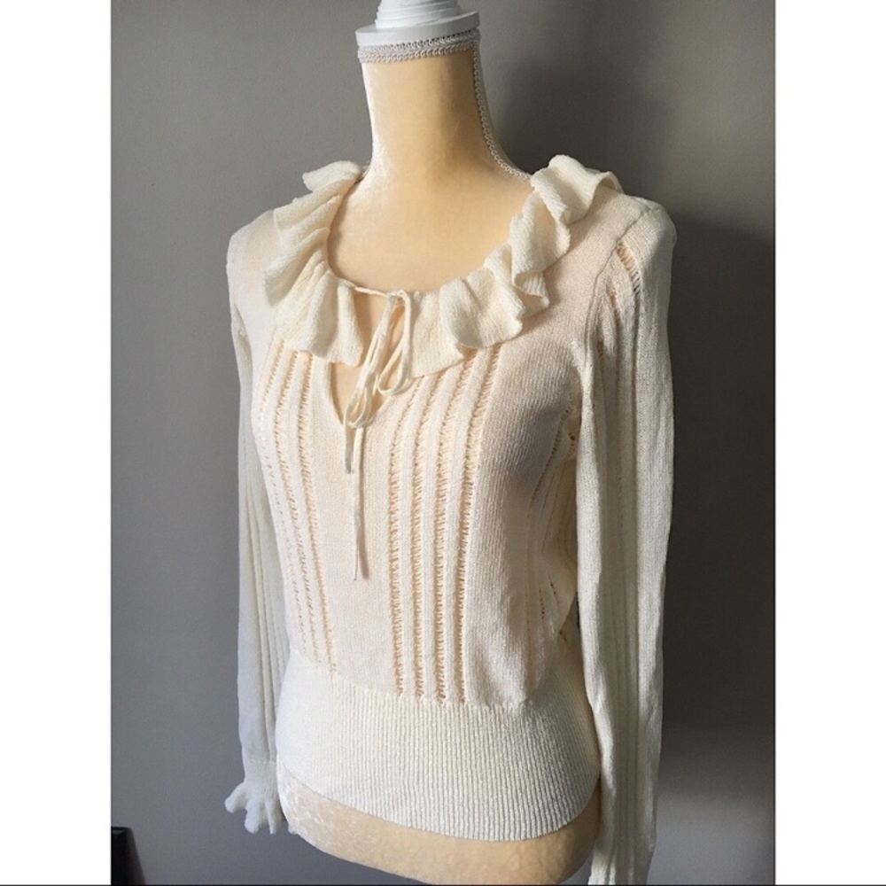 H&M Cream Sweater Ruffle collar